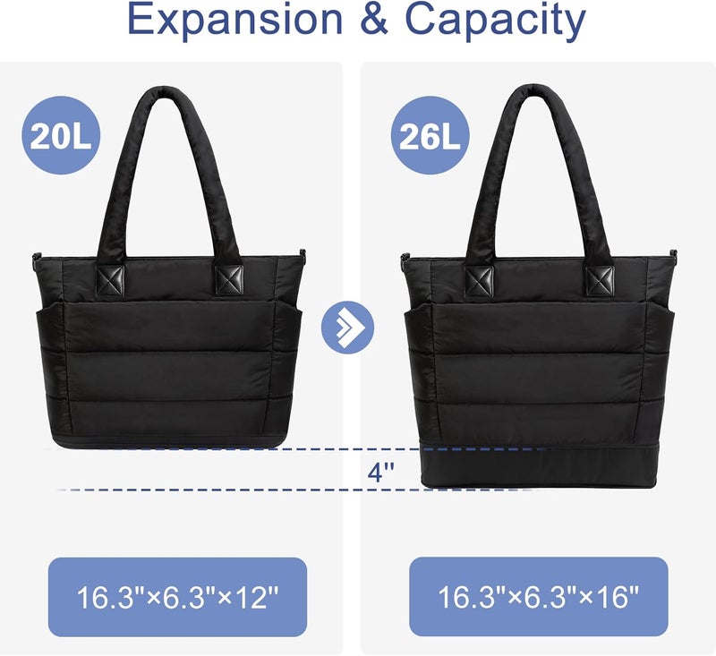 GASSDA Tote Bag for Women Puffer Tote Bag Large Nurse Bags Shoulder Handbag with Zipper for Work Travel - Image 3